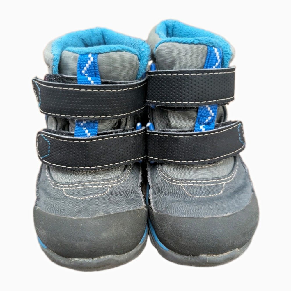See Kai Run Kids Size 6 Gray Blue Insulated Double Strap Winter Boots Shoes